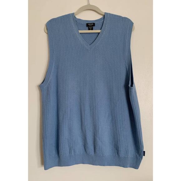 Blue Men's IZOD Golf Textured Sweater Vest L - Picture 1 of 3